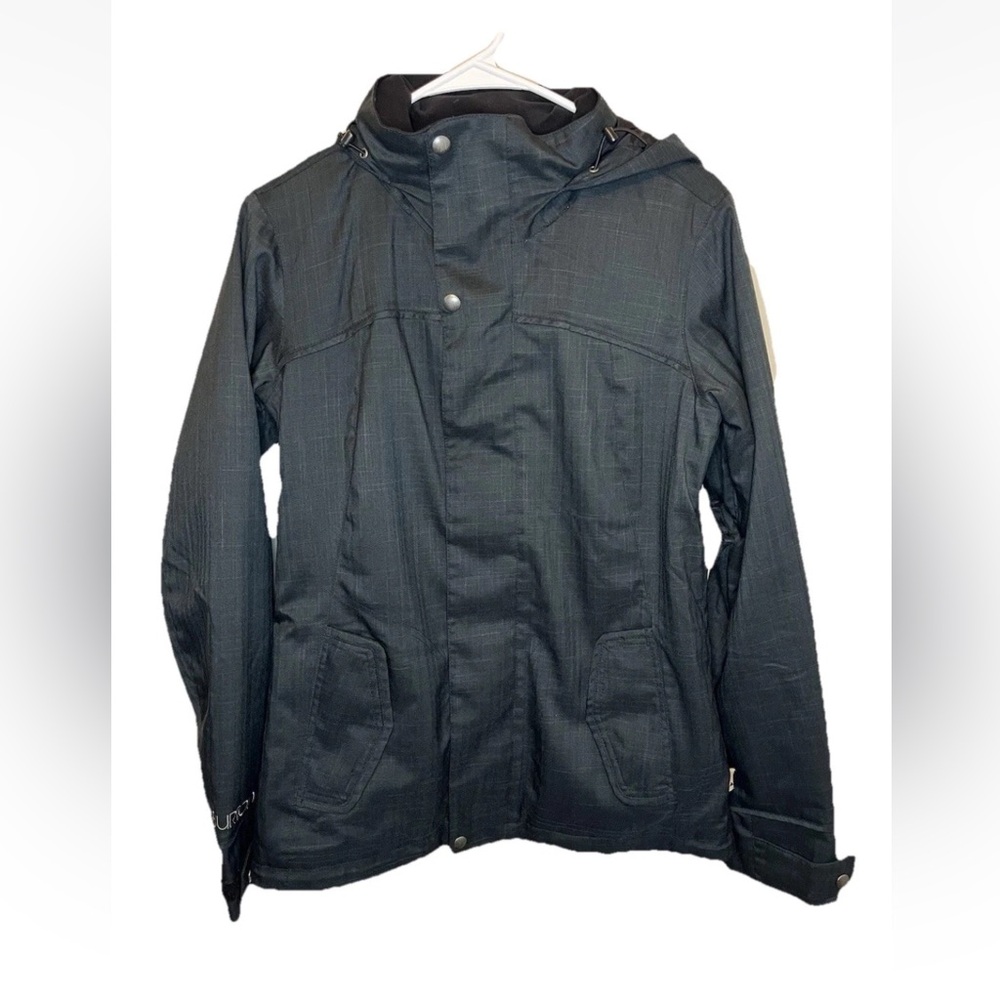 Burton Dry Ride Jacket Black Adjustable Sleeve Zip Button Hood Size S EUC Ski